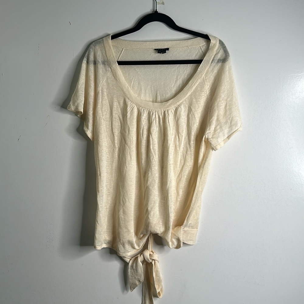 Theory cream beige linen slik top size large